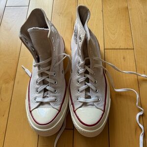 Converse White and Red High-Top Sneakers
